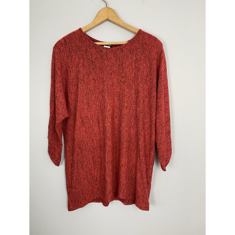 Olivia Blu Womens Size XL Shirt Top Blouse 3/4 Sleeve Dark Fuchsia/Black